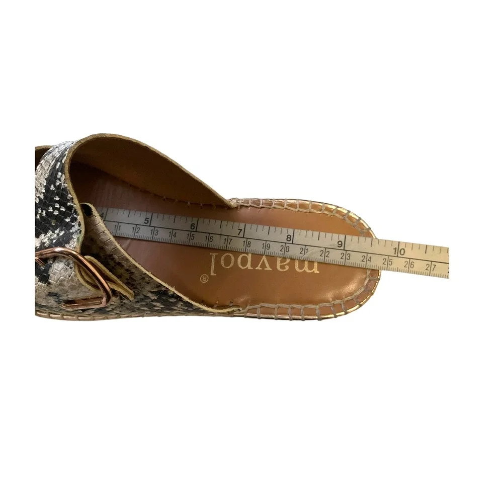 Maypol Snakeskin Print Espadrille Slide Sandals Buckle Straps Spain Size 37